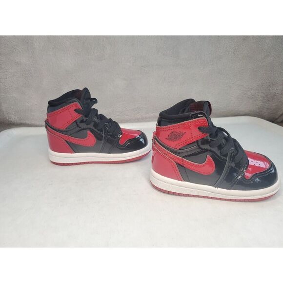 Air Jordan 1 Retro High OG TD 'Patent Bred' Infant Size 4c Uk 3.5 ( 12 Month) - Picture 3 of 16